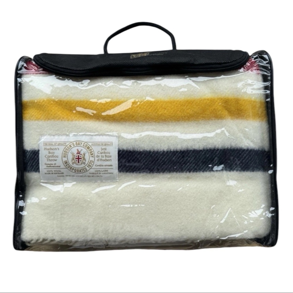 Hudson’s Bay Company HBC Stripes Caribou Wool Fringe Throw Blanket